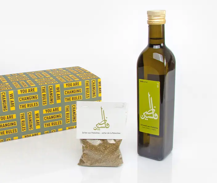 Geschenksets - Geschenkset Palästina mit Olivenöl und Za'tar - gebana Geschenksets - Geschenkset Palästina mit Olivenöl und Za'tar - gebana
