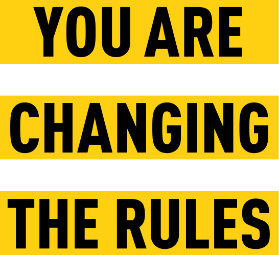 Animiertes GIF mit der Aufschrift: WE/YOU ARE CHANGING THE RULES - gebana.com