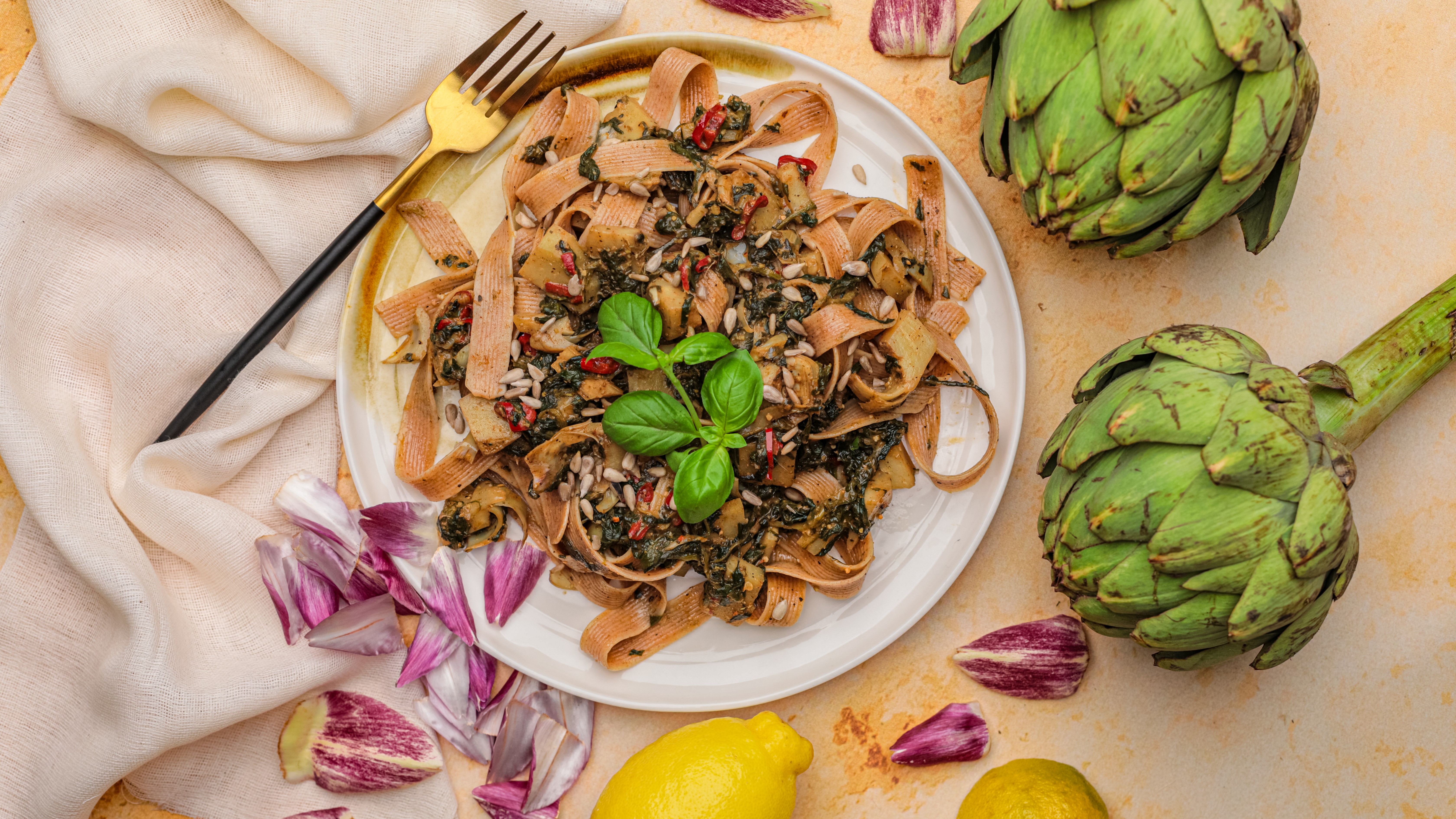 Lemon, Basil and Artichoke Pasta