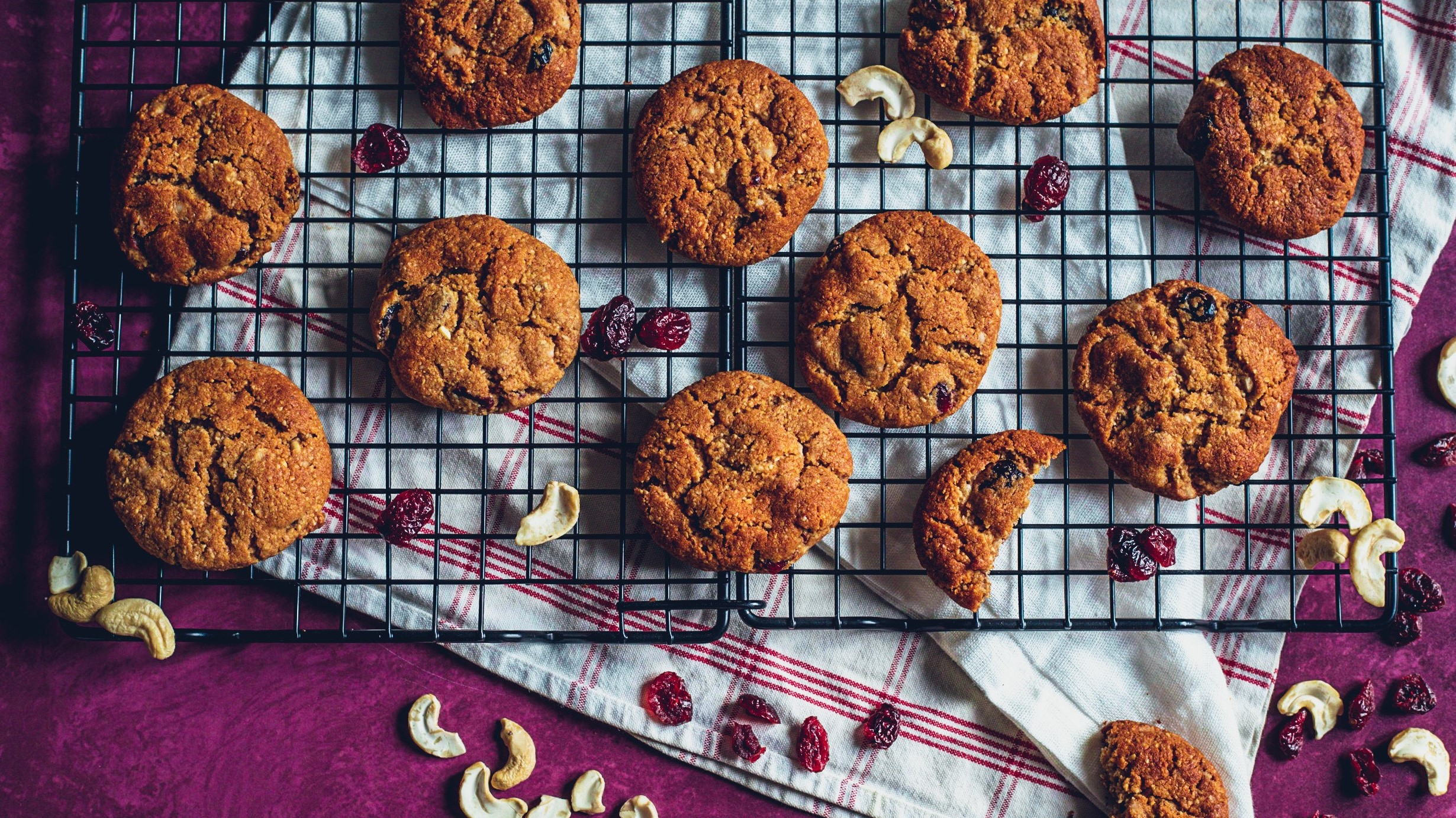 Cashew Chip Cookies with White Chocolate & Cranberries