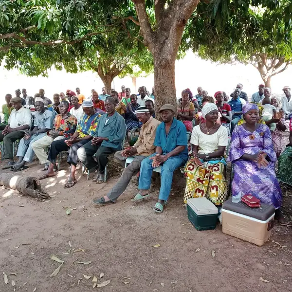 Des familles d'agriculteurs au Burkina Faso réunies sous un manguier - gebana.com