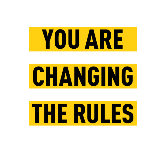 Animiertes GIF mit der Aufschrift: WE/YOU ARE CHANGING THE RULES - gebana.com