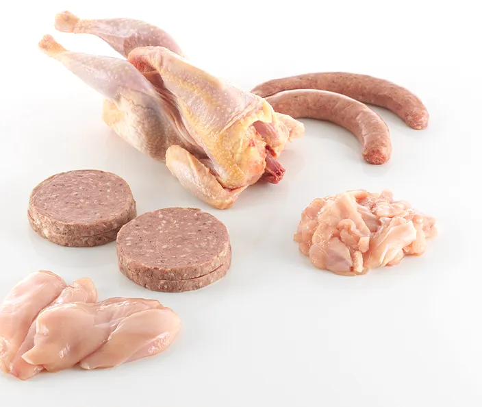 Viande & poisson - Poules pondeuses Deux poulets à bouillir et divers morceaux de viande - gebana